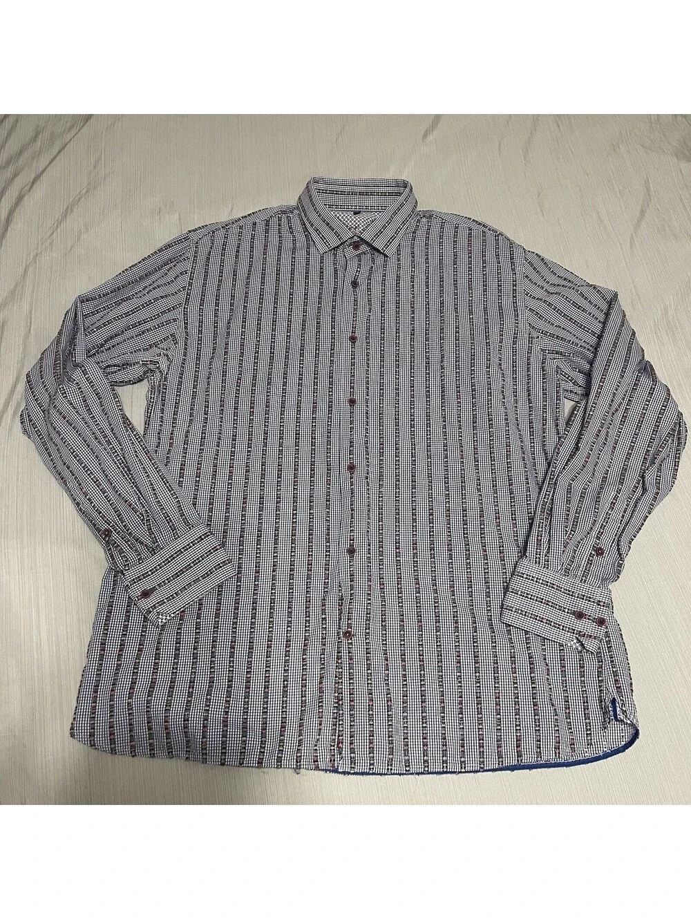 Luchiano Visconti Visconti Black Button Down Multicolored Rainbow Shirt Size XL